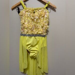 Charming Yellow Floral Lyrical Dance Costume